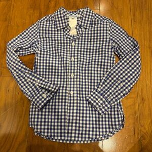 Jacadi Paris Boys Blue & White Gingham Check Long Sleeve Button Down 8A / 128cm